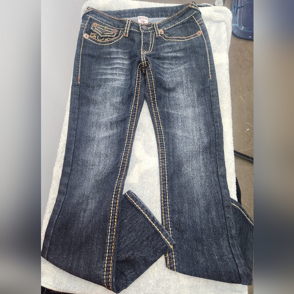 True religion Joey super T stitch flared jeans women's size 27